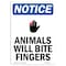 Signmission OSHA Notice Sign, Animals Will Bite Fingers With Symbol, 10in X 7in Aluminum, 7" W, 10" L, Portrait OS-NS-A-710-V-10156 - alternate 1
